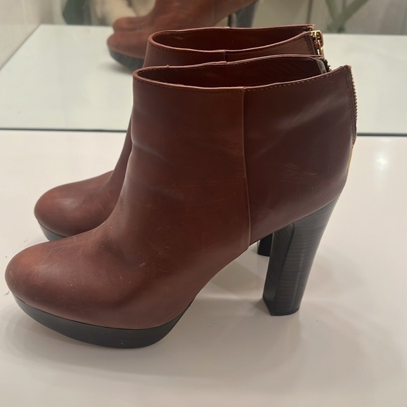 MICHAEL KORS Brown Leather platform ankle boots size 9.5 - Picture 14 of 16